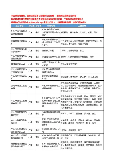 新版广东省中山首饰加工工商企业公司商家名录名单联系方式大全32家
