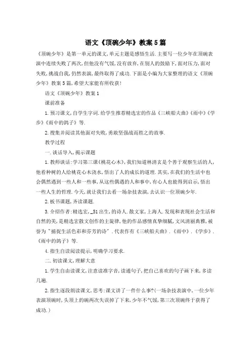 语文《顶碗少年》教案5篇