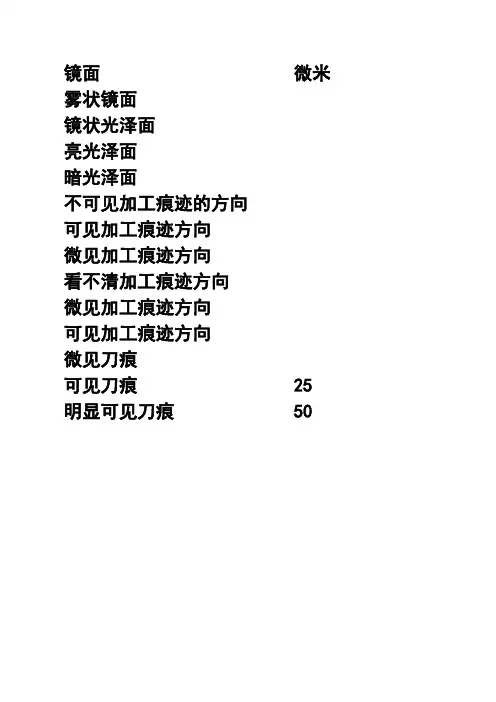 表面粗糙度等级对照表