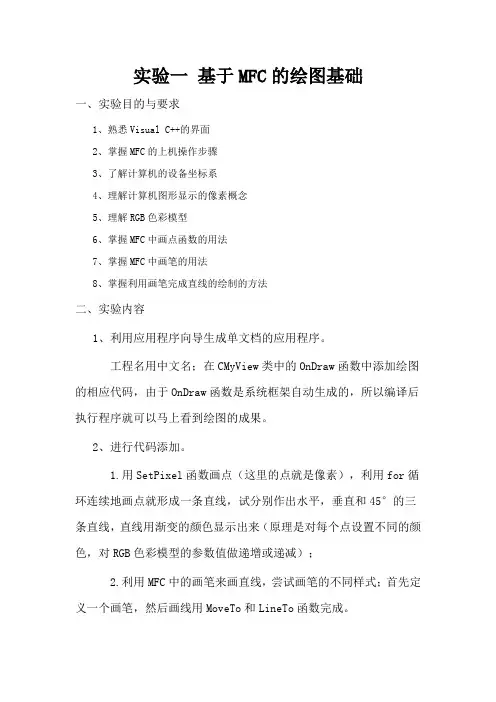 实验一 基于MFC的绘图基础