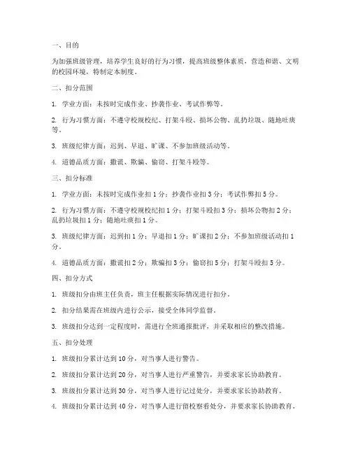 学校班级扣分制度
