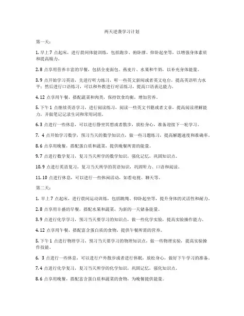 两天逆袭学习计划
