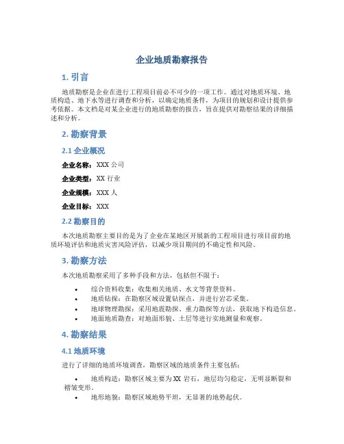 企业地质勘察报告