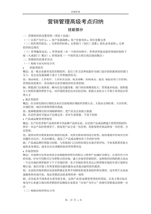 营销管理考点归纳