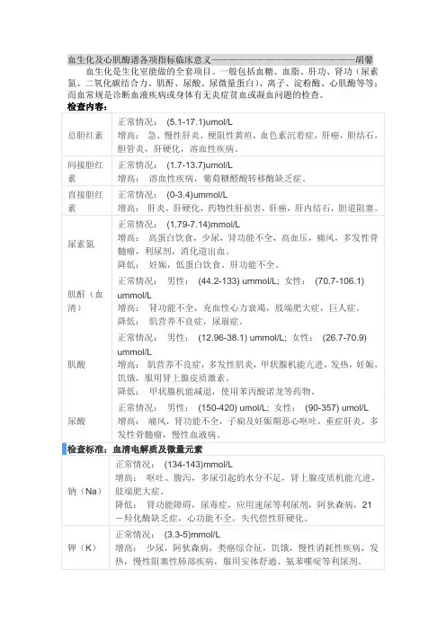 血生化心肌酶谱各项指标临床意义