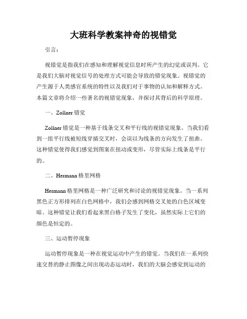 大班科学教案神奇的视错觉