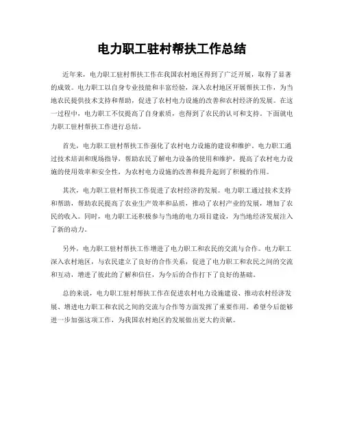 电力职工驻村帮扶工作总结