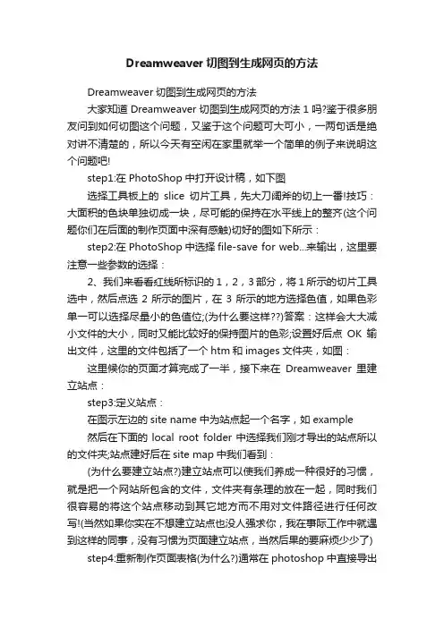 Dreamweaver切图到生成网页的方法