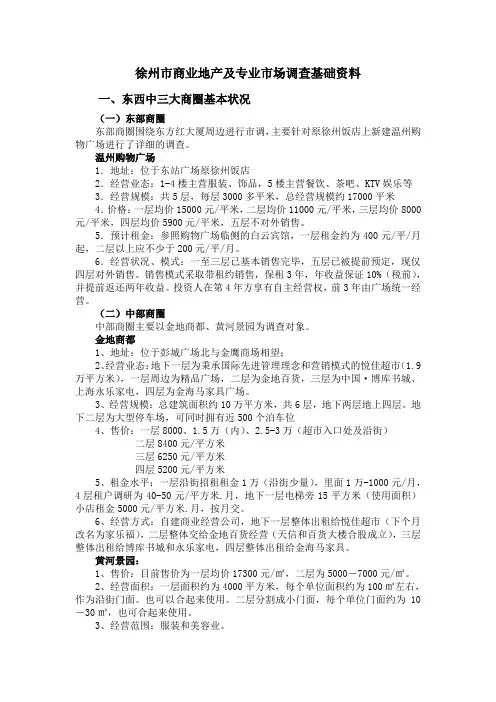 徐州市商业地产及专业市场调查基础资料