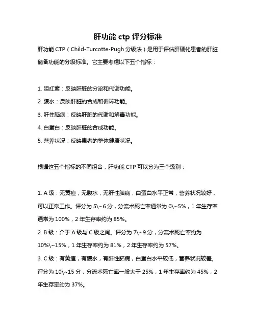 肝功能ctp评分标准