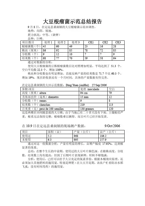 大豆根瘤菌示范总结报告