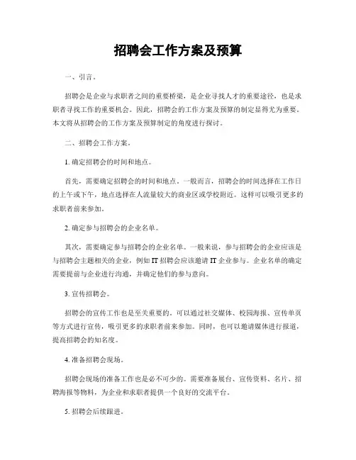 招聘会工作方案及预算