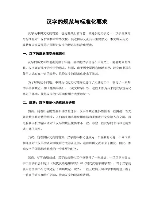 汉字的规范与标准化要求