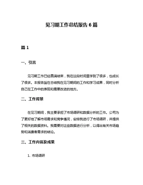 见习期工作总结报告6篇