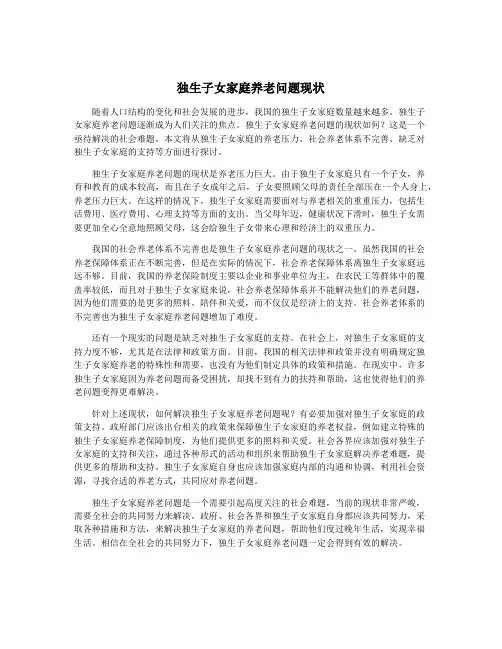 独生子女家庭养老问题现状