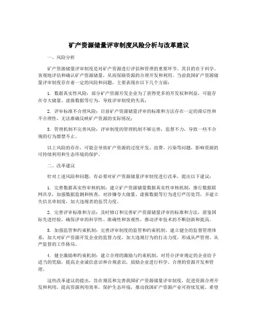 矿产资源储量评审制度风险分析与改革建议