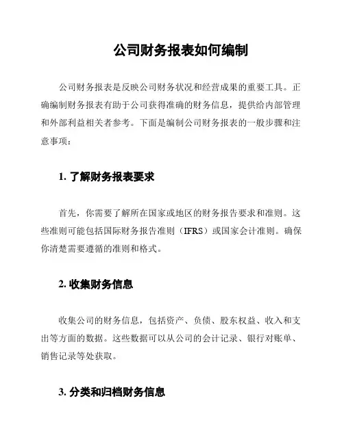公司财务报表如何编制