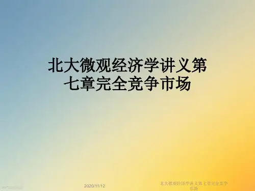 北大微观经济学讲义第七章完全竞争市场