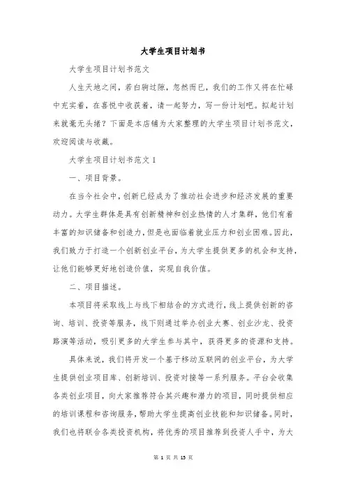 大学生项目计划书