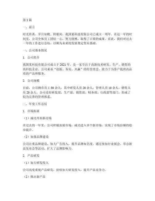 公司成立初期年度总结(3篇)