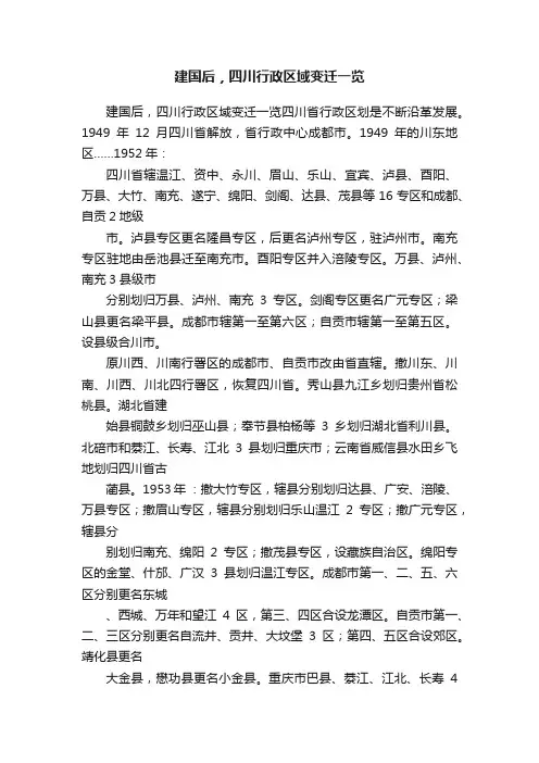 建国后，四川行政区域变迁一览