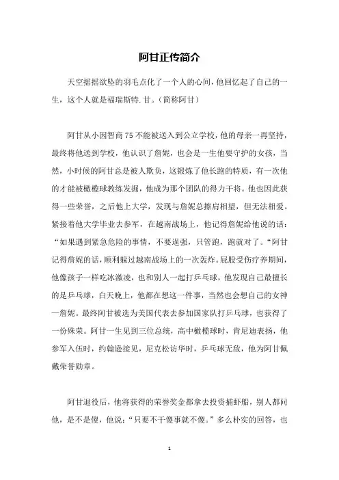 阿甘正传简介