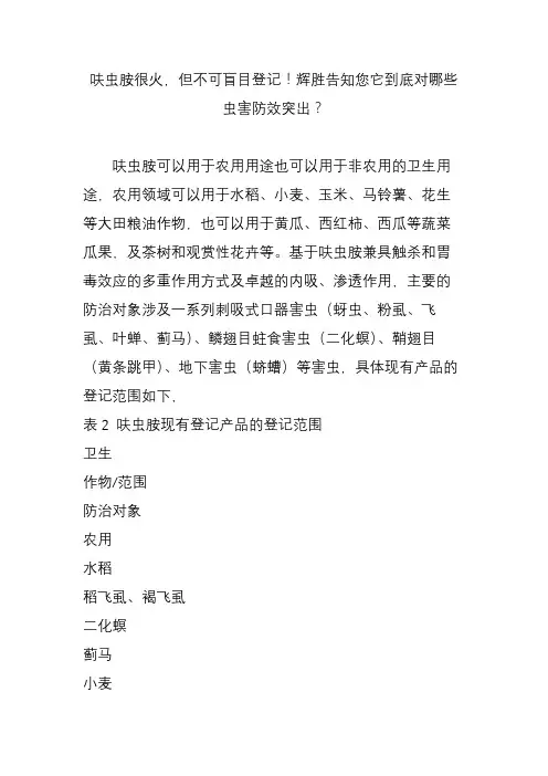 呋虫胺很火但不可盲目登记辉胜告知您它到底对哪些虫害防效突出？