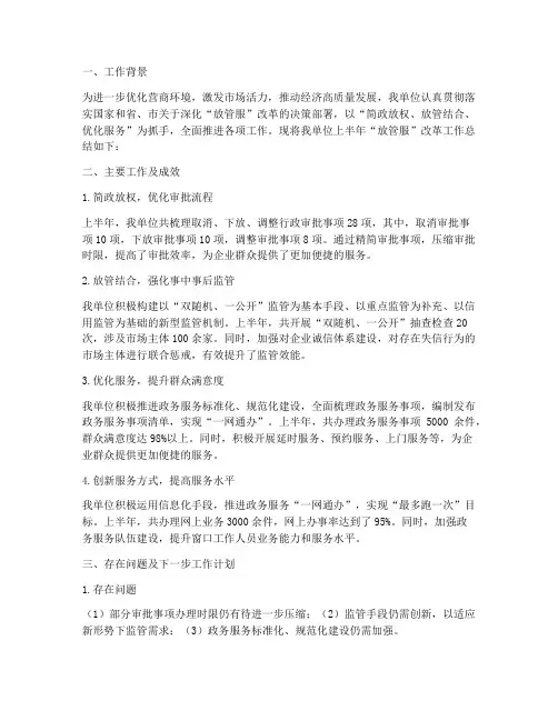 放管服半年工作总结