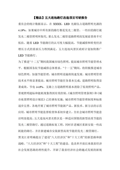【精品】五大连池路灯改造项目可研报告