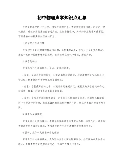初中物理声学知识点汇总