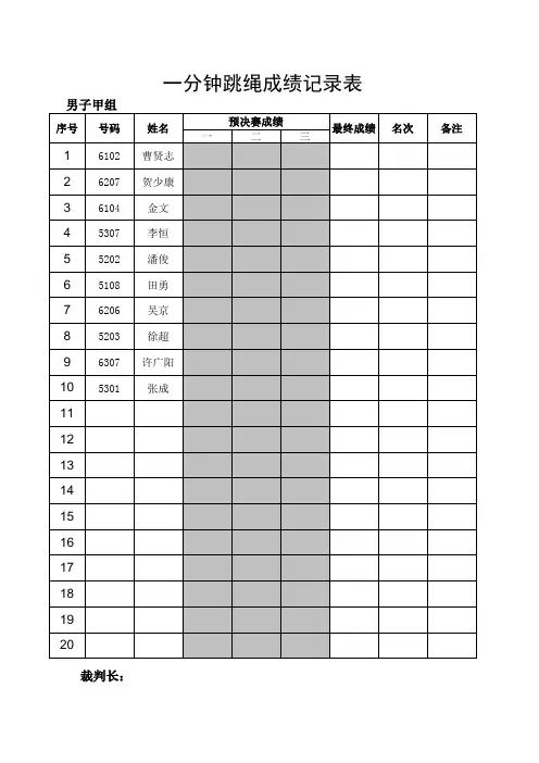 田赛记录表