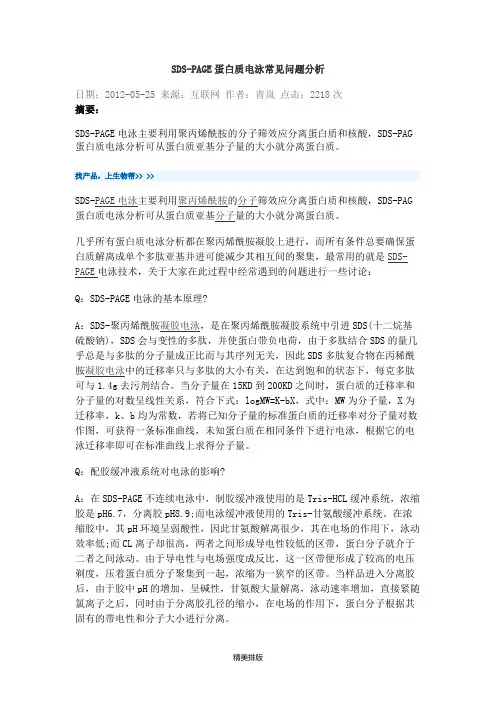 SDS-PAGE蛋白质电泳常见问题分析