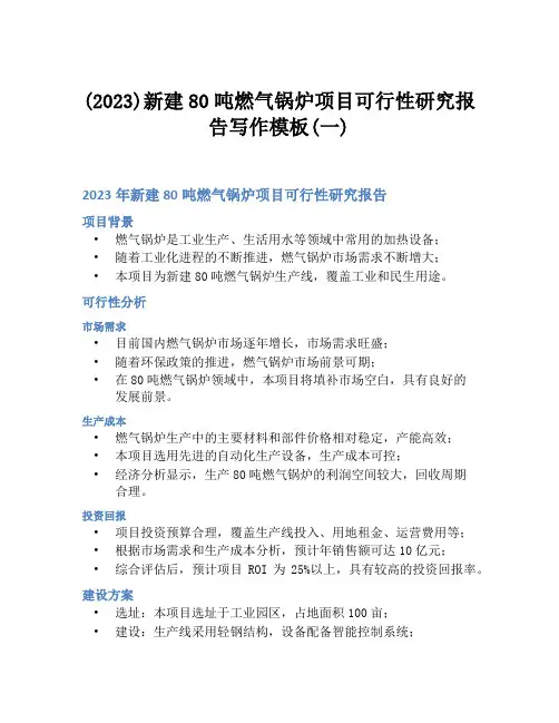 (2023)新建80吨燃气锅炉项目可行性研究报告写作模板(一)