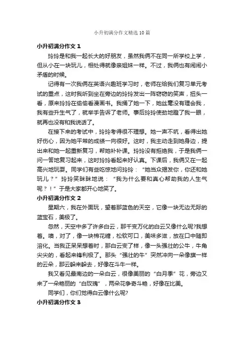 小升初满分作文精选10篇