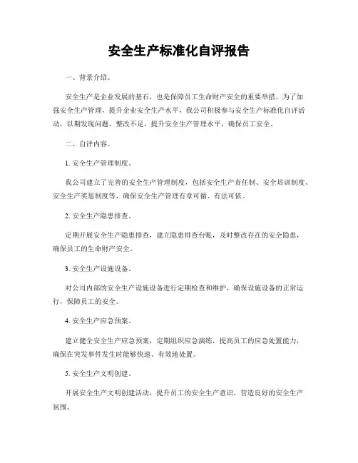 安全生产标准化自评报告
