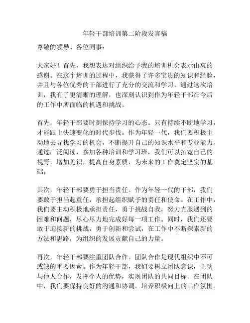 年轻干部培训第二阶段发言稿
