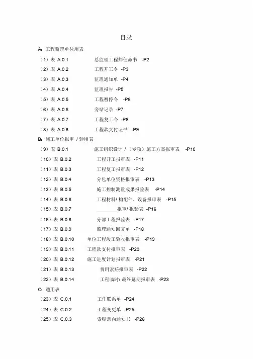 GBT50319-2013建设工程监理规范表格-全部