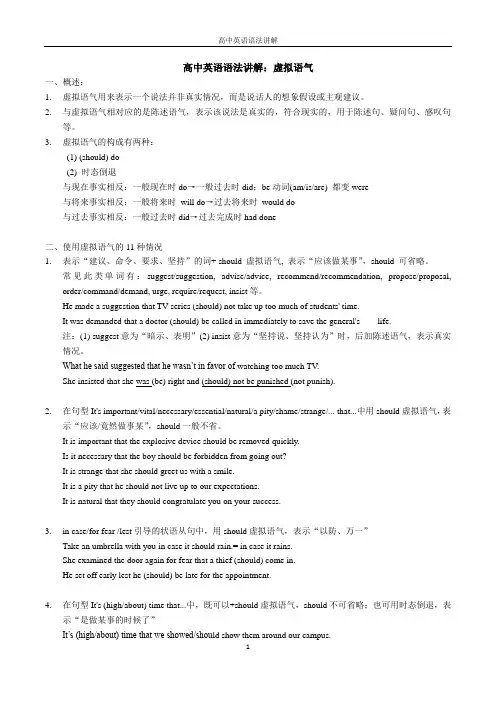 【精品】高中英语语法讲解：虚拟语气