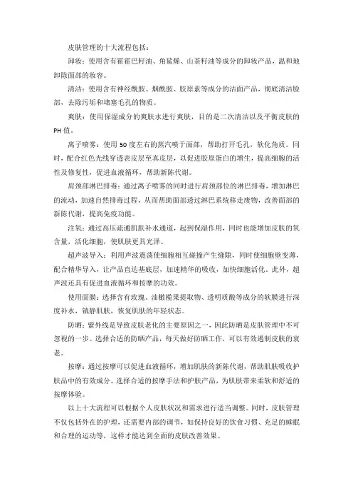 皮肤管理十大流程