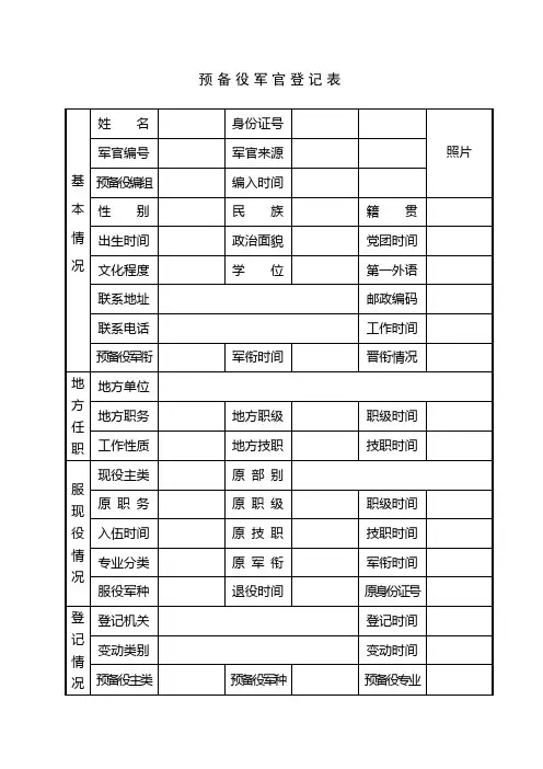 预备役军官登记表