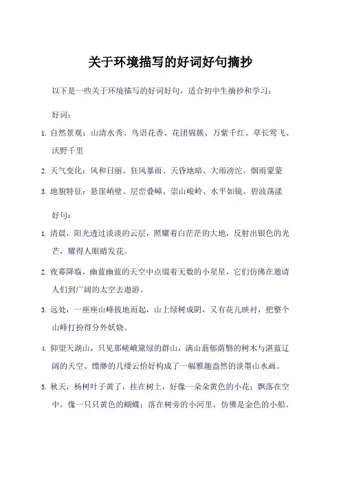 好词好句摘抄大全初中环境描写