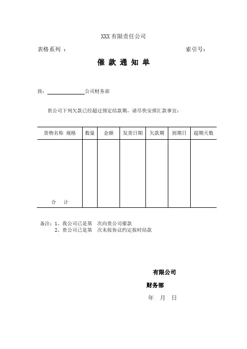 催 款 通 知 单