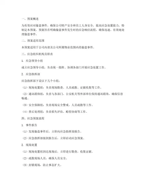 偷盗的应急预案流程