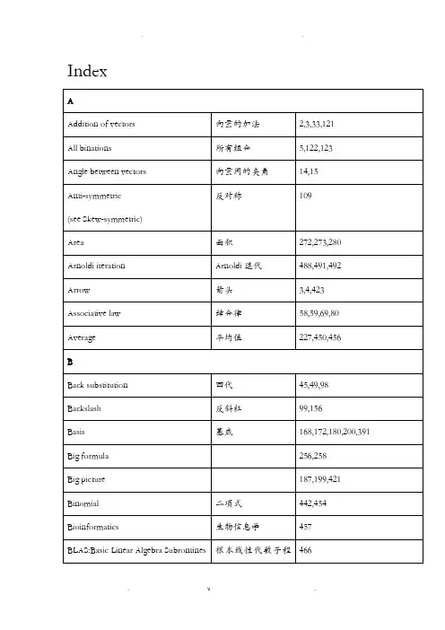 线性代数_常用单词词组_中英对照