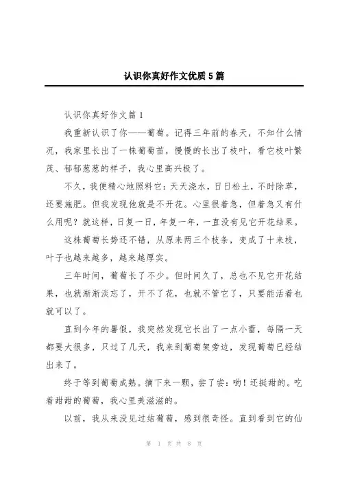 认识你真好作文优质5篇