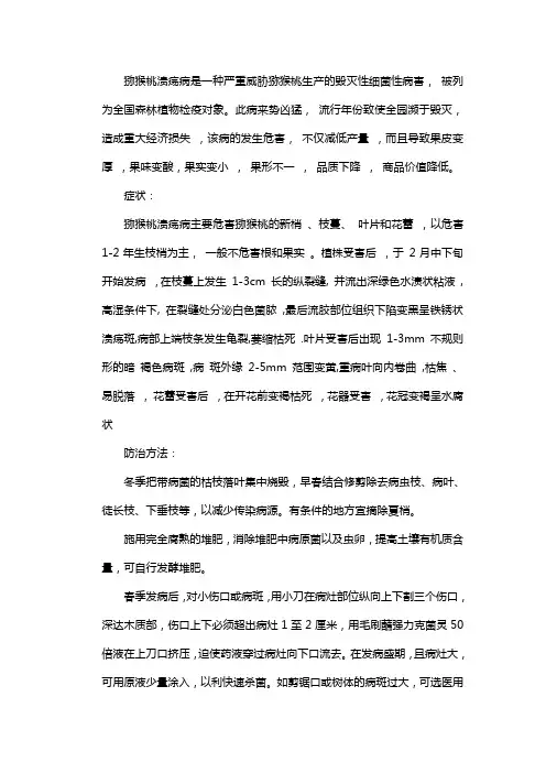 猕猴桃溃疡病的防治方法