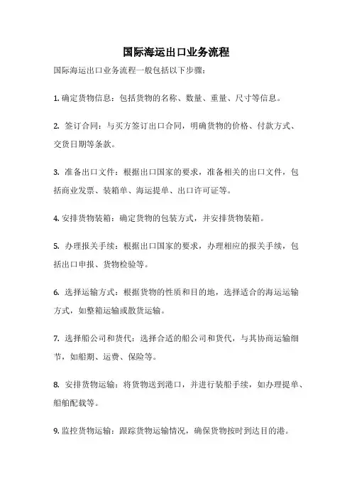 国际海运出口业务流程