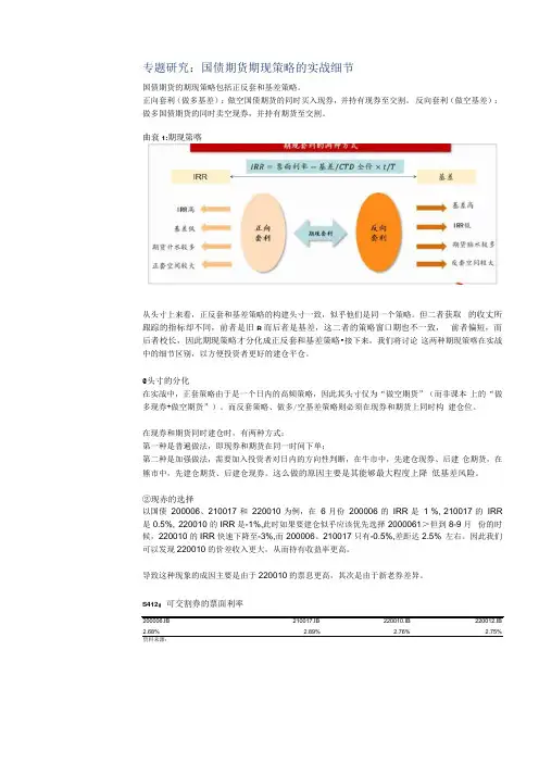 国债期货期现策略的实战细节