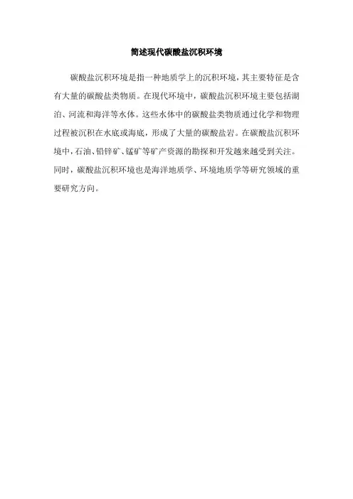 简述现代碳酸盐沉积环境