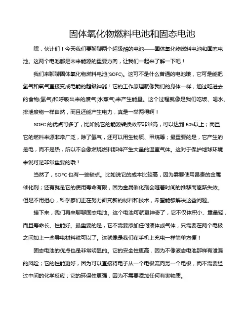 固体氧化物燃料电池和固态电池
